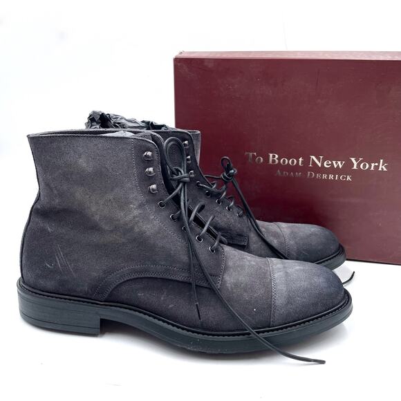 To Boot New York Adam Derrick Burkett Boot Black Leather Lace-Up Ankle Sz 10 Men - Picture 1 of 10